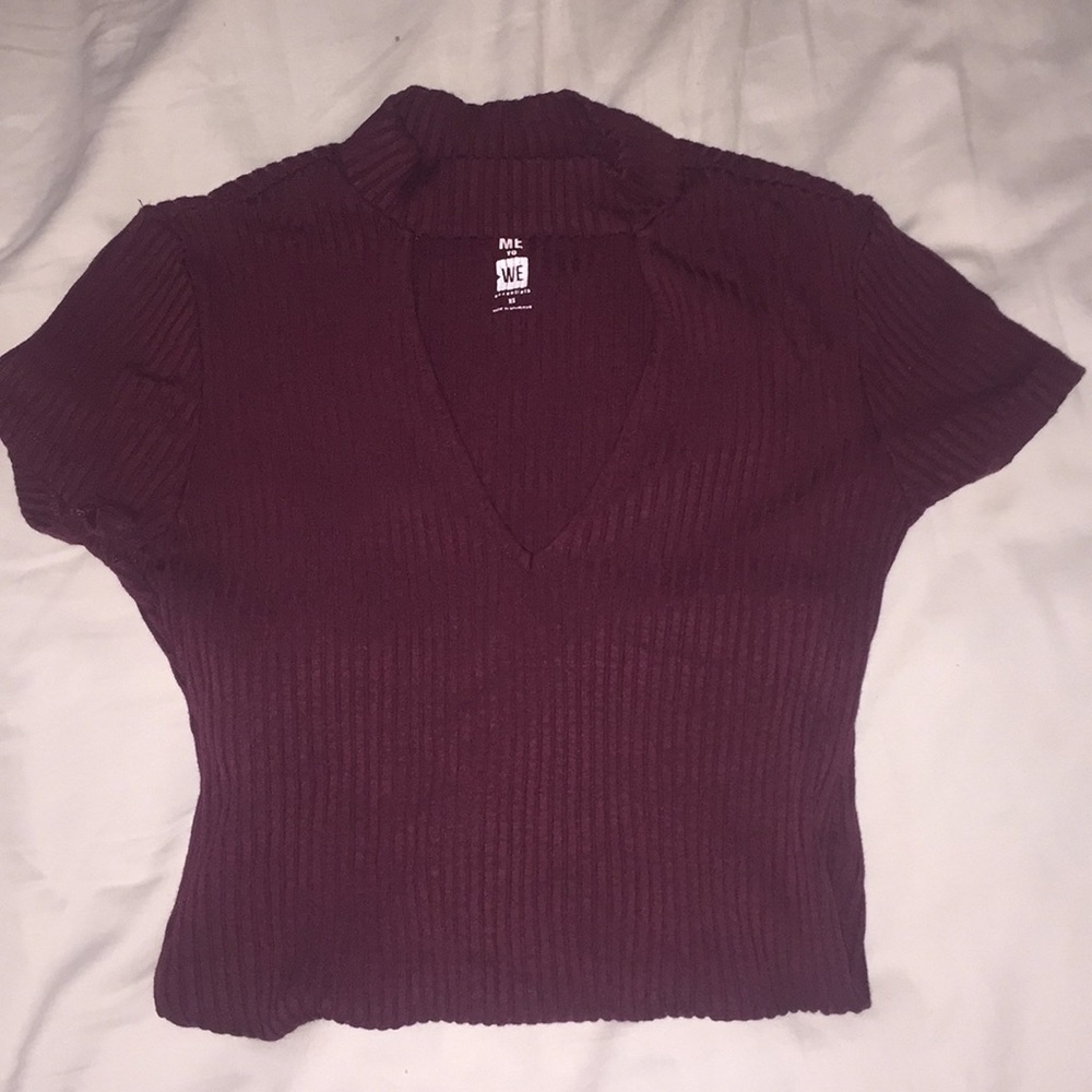 purple choker tight shirt